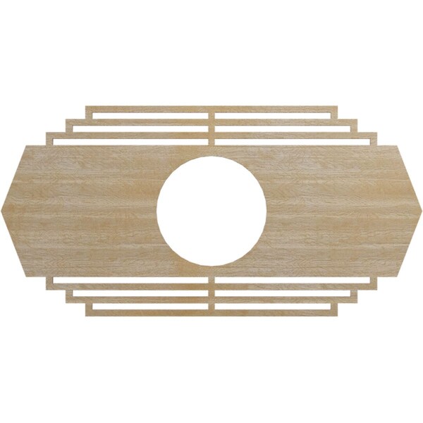 Ekena Millwork Chrysler Wood Fretwork Pierced Ceiling Medallion, Birch, 24"W x 12"H x 6 1/4"ID x 3/8"T CMWP24X12X0375CSBI - main